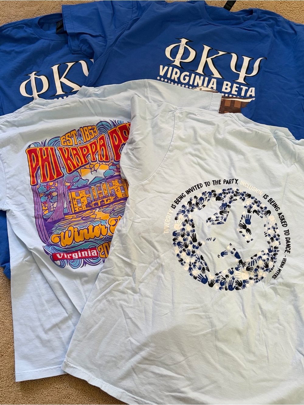 Lot Of 4 Fraternity And W&L University Tees Various Sizes New Virginia Generals